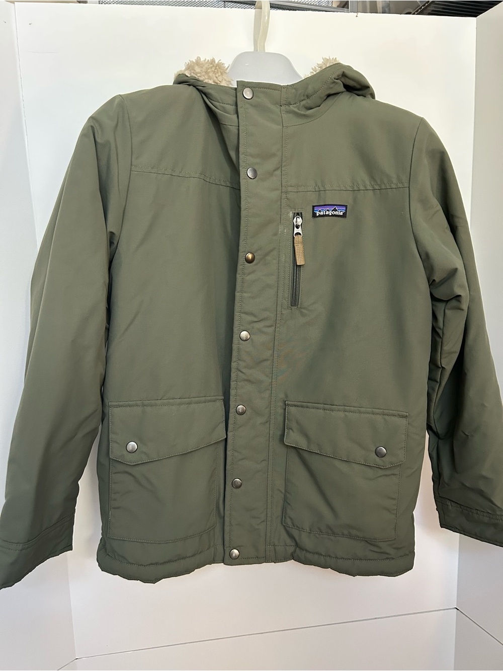 Patagonia Olive Green Men Youth Field Jacket with Hood Q45